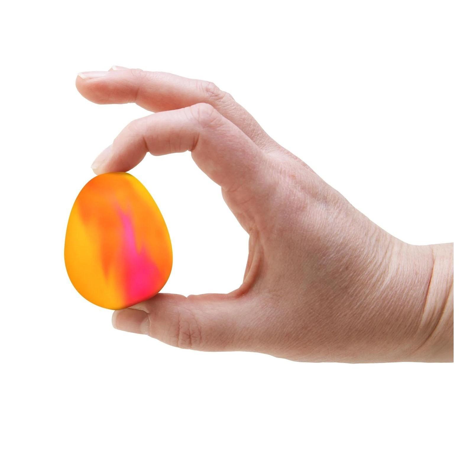 Changes color upon contact with water. Egg-shaped stress-relieving toy for adults.