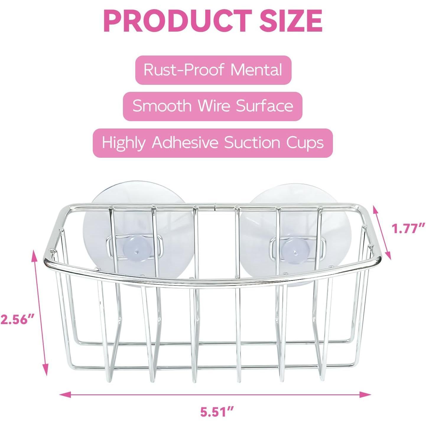 Sponge Holder for Kitchen Sink  with 2 Suction Cups, Efficient Sponge  for Kitchen Storage, Rustproof, Highly Adhesive