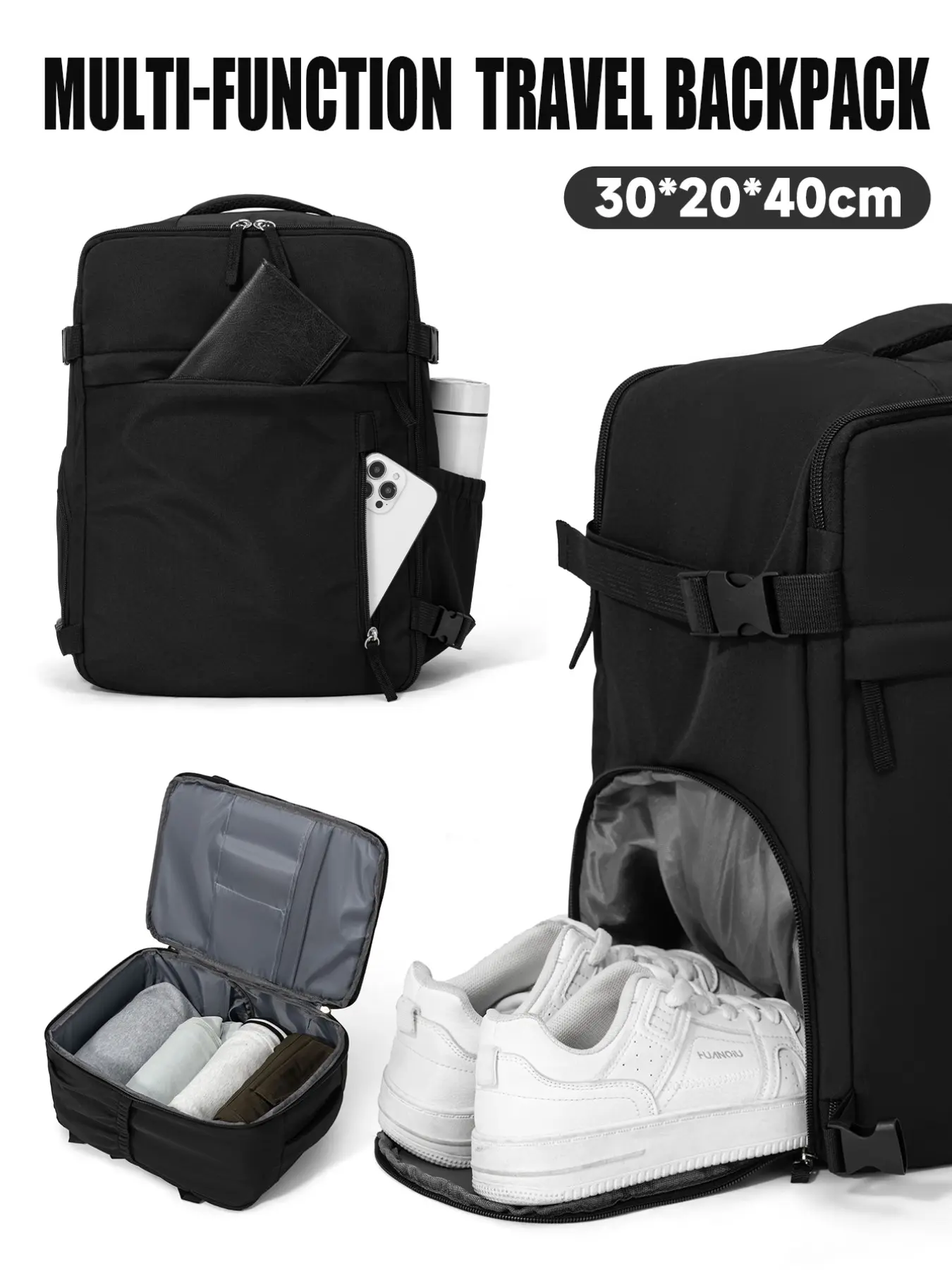 Ryanair Easyjet Cabin Backpack for Men & Women, Laptop Compatible Up to 15.6”, Lightweight with Compression Straps, Ideal for Travel