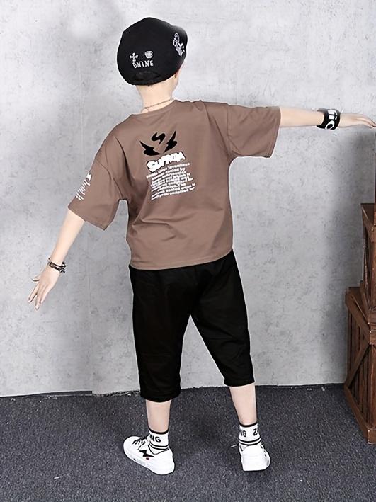 NewBoys' Summer Short Sleeve Set New Baby Fashion Children's Summer Thin Style Boys Cool Handsome Clothes+Pants 2pcs Set, Perfect for Outdoor(Gift)11