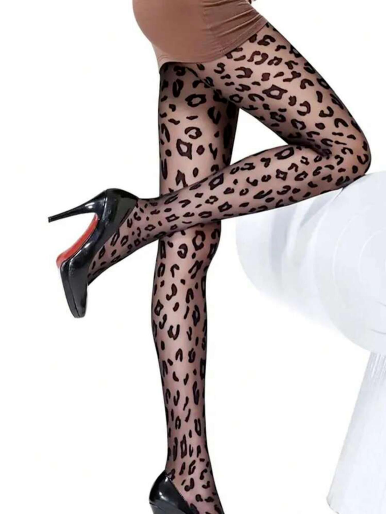 Women's Leopard Print Sheer Tights, High Stretch Pantyhose for Daily Wear, Ladies Bottoms for All Seasons