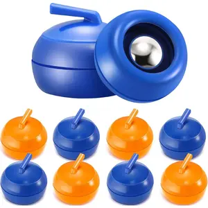 8 Pieces Mini Shuffleboard Pucks Tabletop Curling Game Replacement Shuffleboard Rollers Sliding Bead Games for Adults Blue Orange