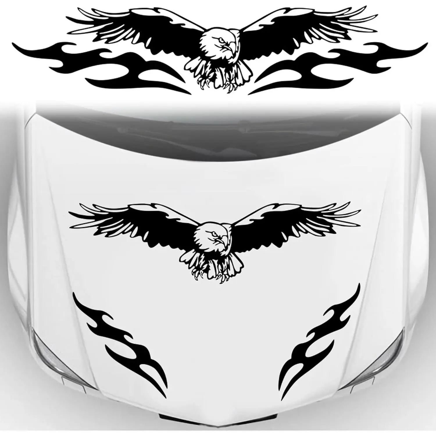 Eagle Flame Aggressive Hood Vinyl Graphic Sticker - High-Gloss, Waterproof, Long-Wearing Peel-Stick Automobile Decal for Hood/Body, Large Truck Bonnet, Car Exterior Styling Accessory, Cool Gift for Racers, Compatible with Trucks/SUVs