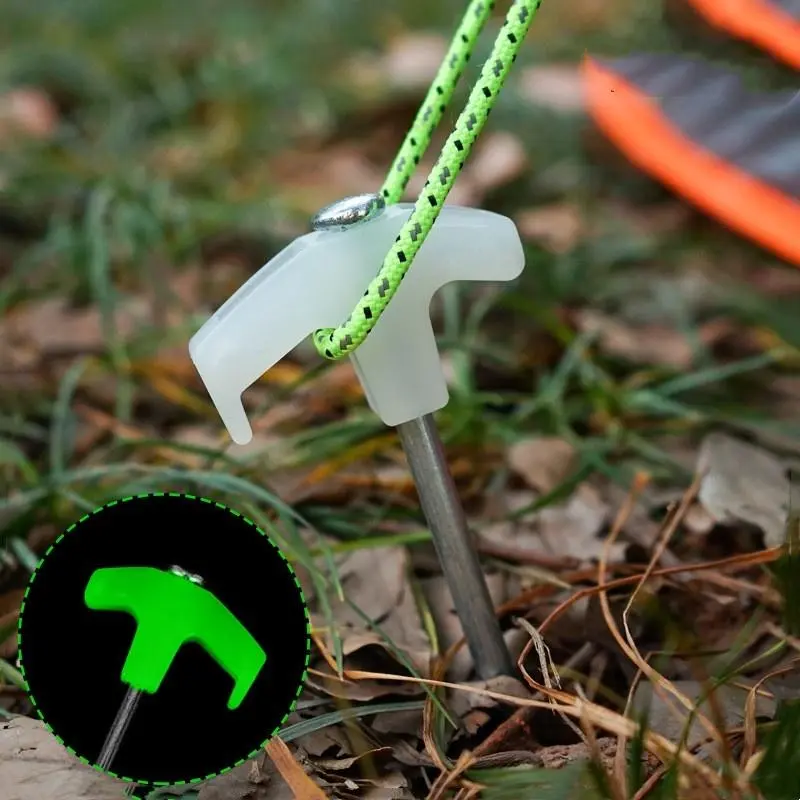 4 Piece Glow-In-Dark Tent Pegs, Stainless Steel Camping Tent Anchors, Outdoor Cement Pegs, Reinforced Camping Gear Accessories