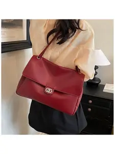 Retro Crossbody Bag, Large-Capacity Shoulder Bag, Solid Color Handbag, Elegant All over Print, Fashion Travel Essential, Handbag Shoulder Purse