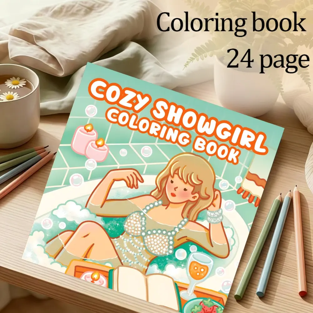 Comfortable Girl Theme Coloring Book, 24 Bold Stress-Relieving Designs, 7.9in X 7.9in Thick Paper, Ideal Gift for Christmas, New Year, Parties