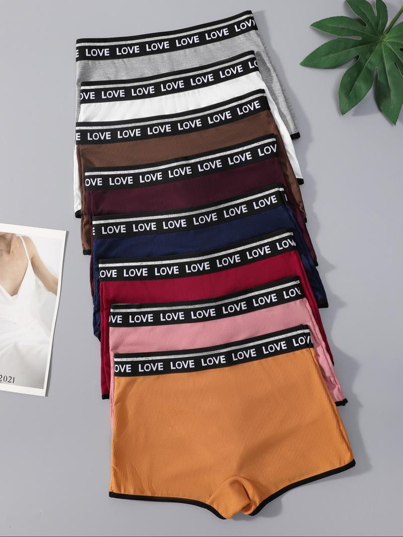Women's Letter Tape  Boyshorts, Casual Breathable Knicker, Soft Comfy Breathable Panty for Daily Wear, Underwear for All Seasons