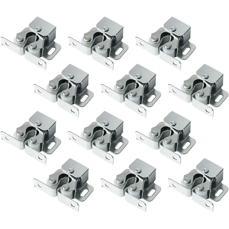 Double Roller Catch Cabinet Latches,Cabinet Door Latches,Pack of 12 | Metal Double Ball Roller Catch Latches Closers for Kitchen Cabinet, Cupboard, Closet, Drawer, Wardrobe Doors
