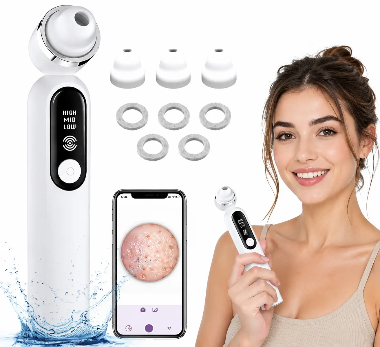 Visible Exfoliator Vacuum Cleaner - Facial Pore Cleanser with Camera, 3 Modes, USB Rechargeable Battery, Skin Scrubber for Daily Face Care Products, Unisex Summer Gift for Women