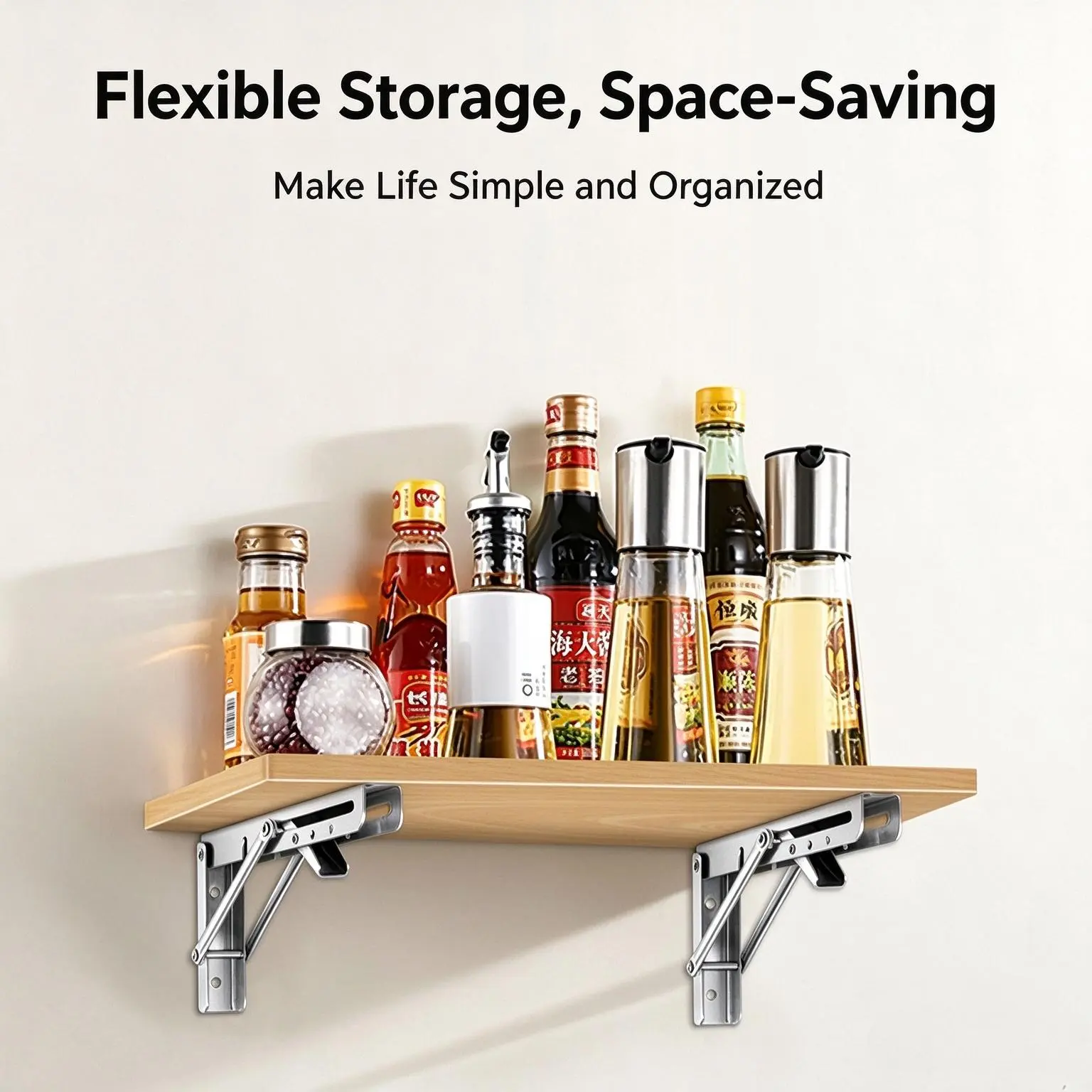 2 Pcs Folding Shelf Hinge Wall Mounted Sturdy Folding Shelf Brackets - Heavy Duty Metal Triangle Table Bench Folding Shelf Bracket 6 or 8 Inch(Only Black)