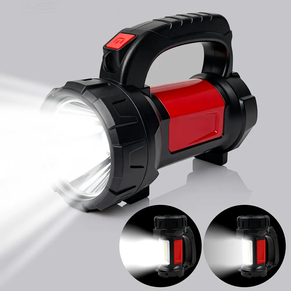 Ultra-Bright Rechargeable Portable LED Flashlight - Gold/Red, 3 Modes, Zoomable, Adjustable Brightness, 1200mAh, Outdoor Home Improvement Lighting