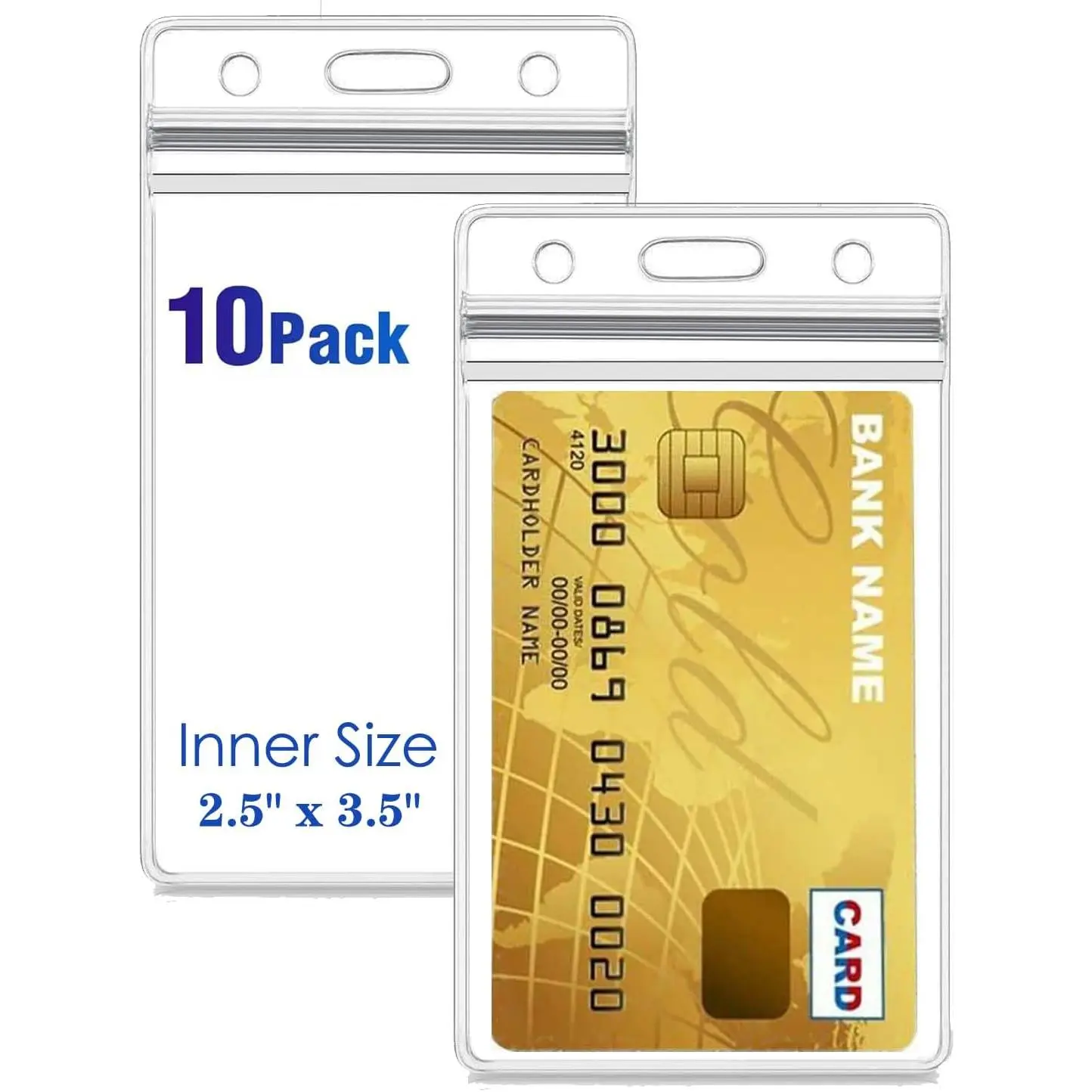 Vertical ID Card Name Tag Badge Holder with Waterproof Type Resealable Zip (Vertical ID, 10 Pcs)