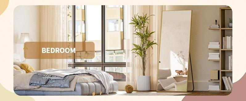 71"X30" [Limited Time Sale] Full-Length Mirror, Gold Rectagle71"X30" , Aluminum Alloy Frame, Upgraded Nano Glass, Standing or Wall Mounted Decor Metal Safety Living Room Home Decorating lux bathtub mat Foldable Diatomaceous Earth Bath Luxurious DryStone