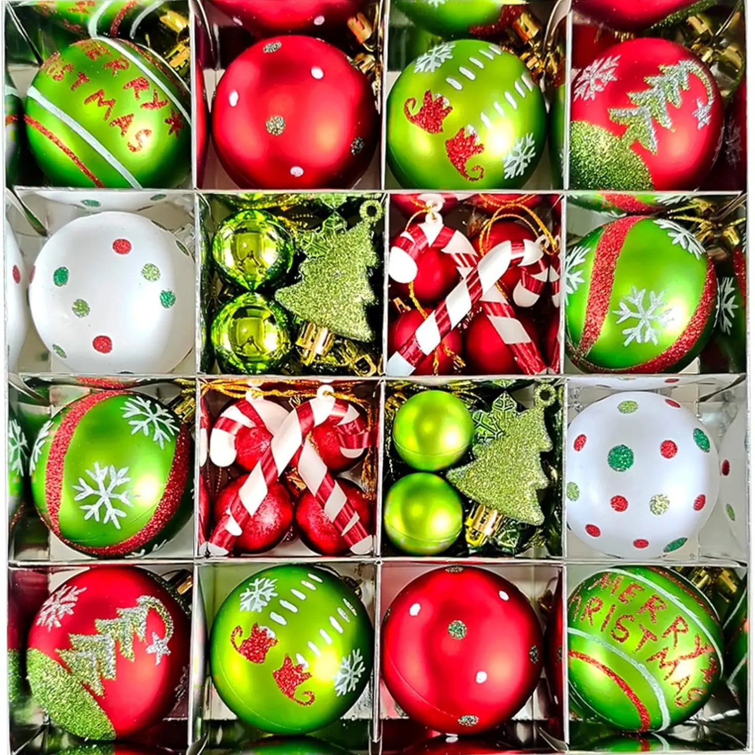 46-Piece Christmas Decoration Set, Tree Ornaments, Holiday Wreath Decor, Indoor Outdoor Festival Decor, Christmas Party Supplies