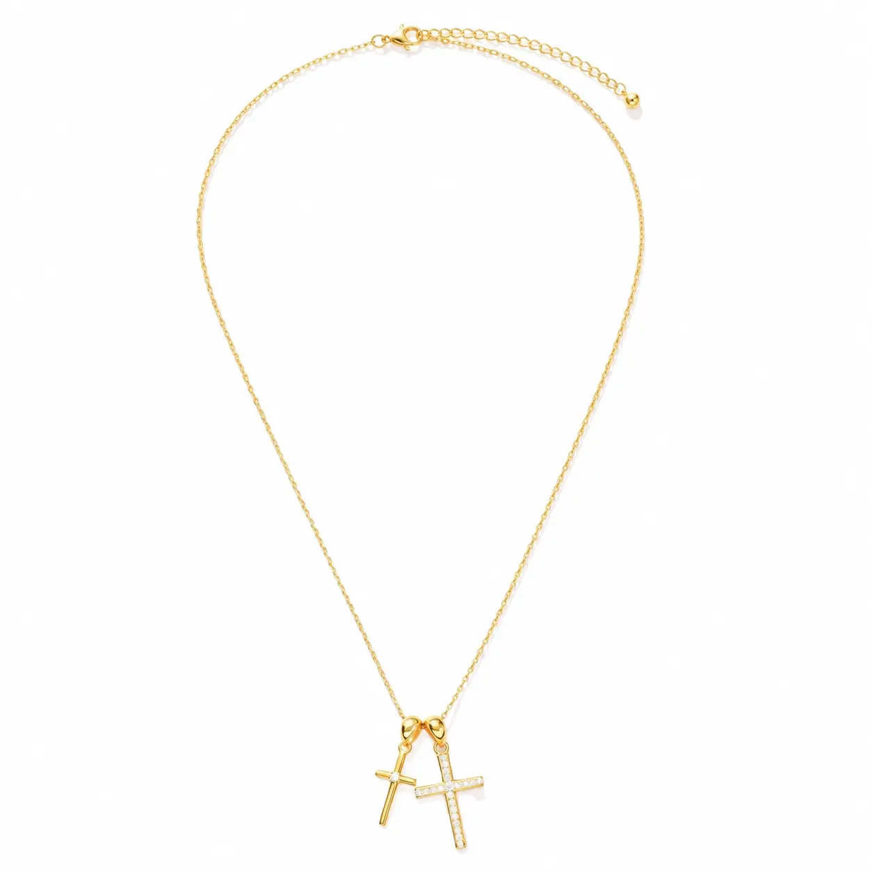 Double  Pendant Necklace for Women, Crystal  Layered Necklace, Minimalist Faith Jewelry Gift for Her