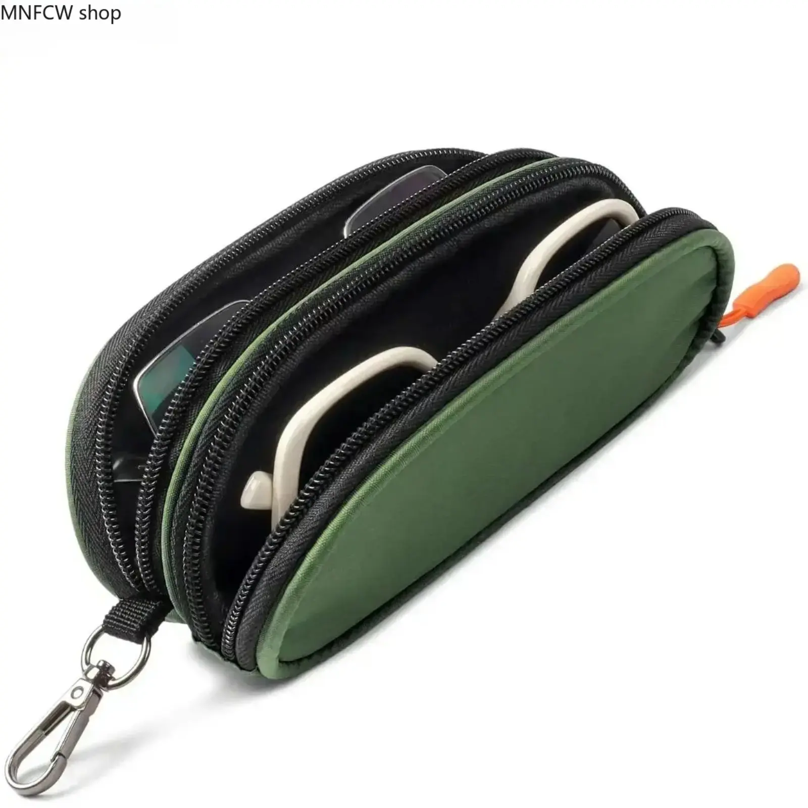 2026 Viral Dual Compartment Sunglasses Case, Soft Portable Zipper Eyeglass Holder with Keychain Clip, Travel-Friendly Glasses Organizer for Men Women Daily Use