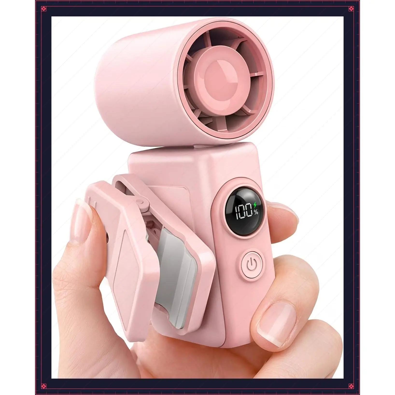 Clip-On Portable Mini Fan for Strollers & Travel, Handheld Turbo Fan with Detachable 360° Rotating Clip, LED Display, Rechargeable, Summer Outings, Gifts for Women and MenGift