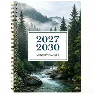 2027-2030 Monthly Planner/Calendar - January 2027 to December 2030, 4-Year Monthly Planner, Green Landscape Themed Cover Design Notebook, Yearly Calendar Planning, Monthly Tabs, 48-Month Calendar, 5.5 x 8.3 Inches Thickened Paper, Elastic Cover, Durable D