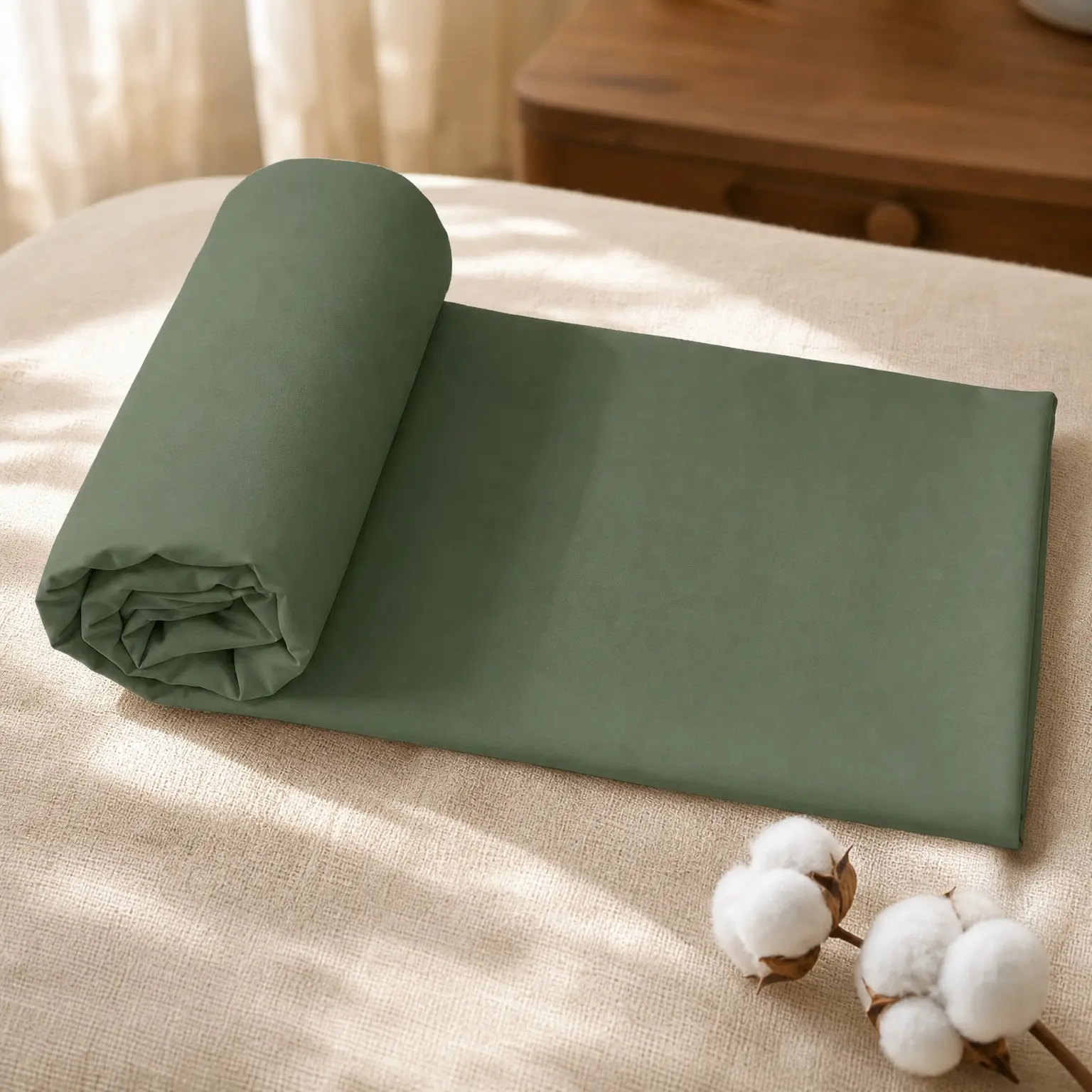 58" Wide 100% Combed Cotton Fabric by The Yard - Army Green, Soft & Durable Quilting Material for Sewing and DIY, 2 YardsGift
