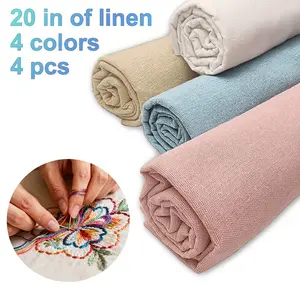 4 Pieces 50x50cm Natural Linen Fabric Squares, Ideal for Beginners Sewing Projects, Cross Stitch, DIY Crafts, Decorations