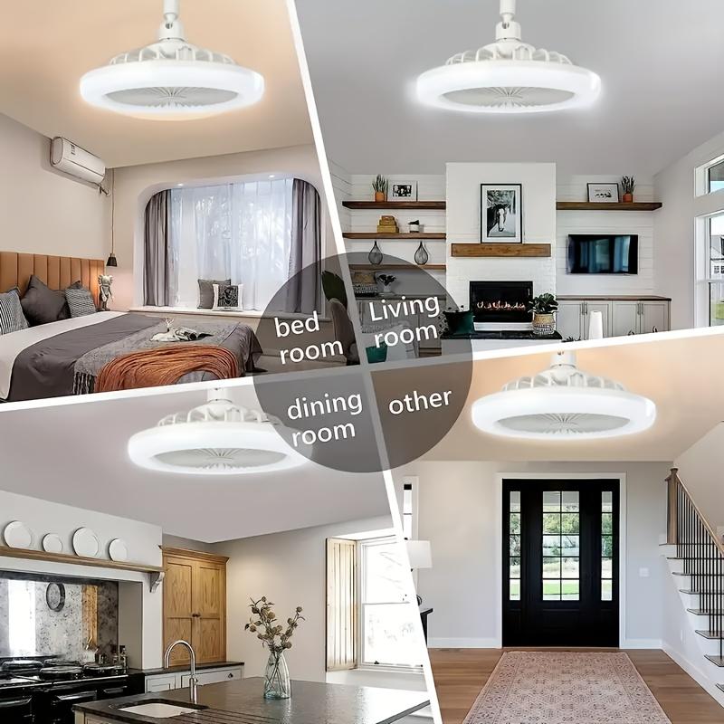 Ceiling Fan Light with LED Lights, 3 Adjustable Gears, Remote Control Available, E27 Socket Ceiling Fan, Suitable for Kitchen, Bedroom, Storage Room, Living Room, and Small Spaces, Living Room Ceiling Fan