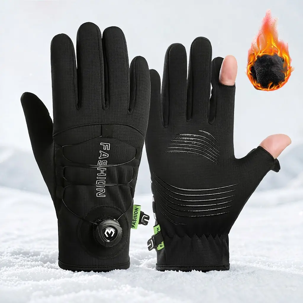 Adjustable Wrist Winter Sports Gloves for Men, Wind Resistant Waterproof Thermal Touch Screen, Ideal for Riding Skiing