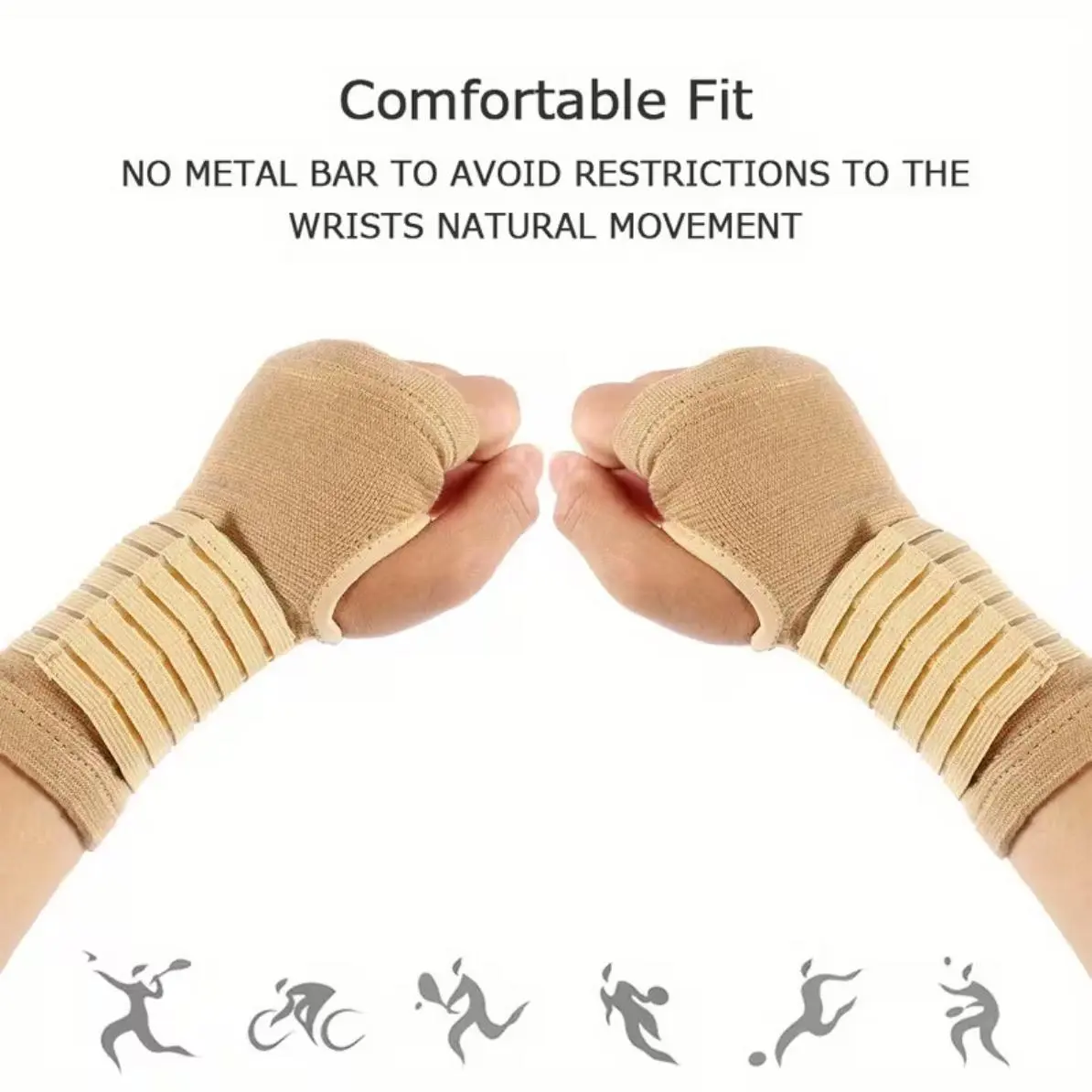 Thickened Compression Palm Protector, Breathable Sports Gloves with Wrist Support, Elastic Wrist Strap Palm Pads for Cycling, Workout & Fitness Training