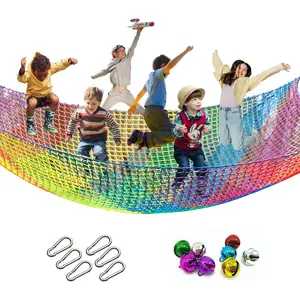 Tongmo Climbing Cargo Net, 6.5' X 9.8' Double Layers Playground Safety Net, Kids Backyard Climbing Net, Used for Treehouse Accessories...with Storage Bag and Carabiners