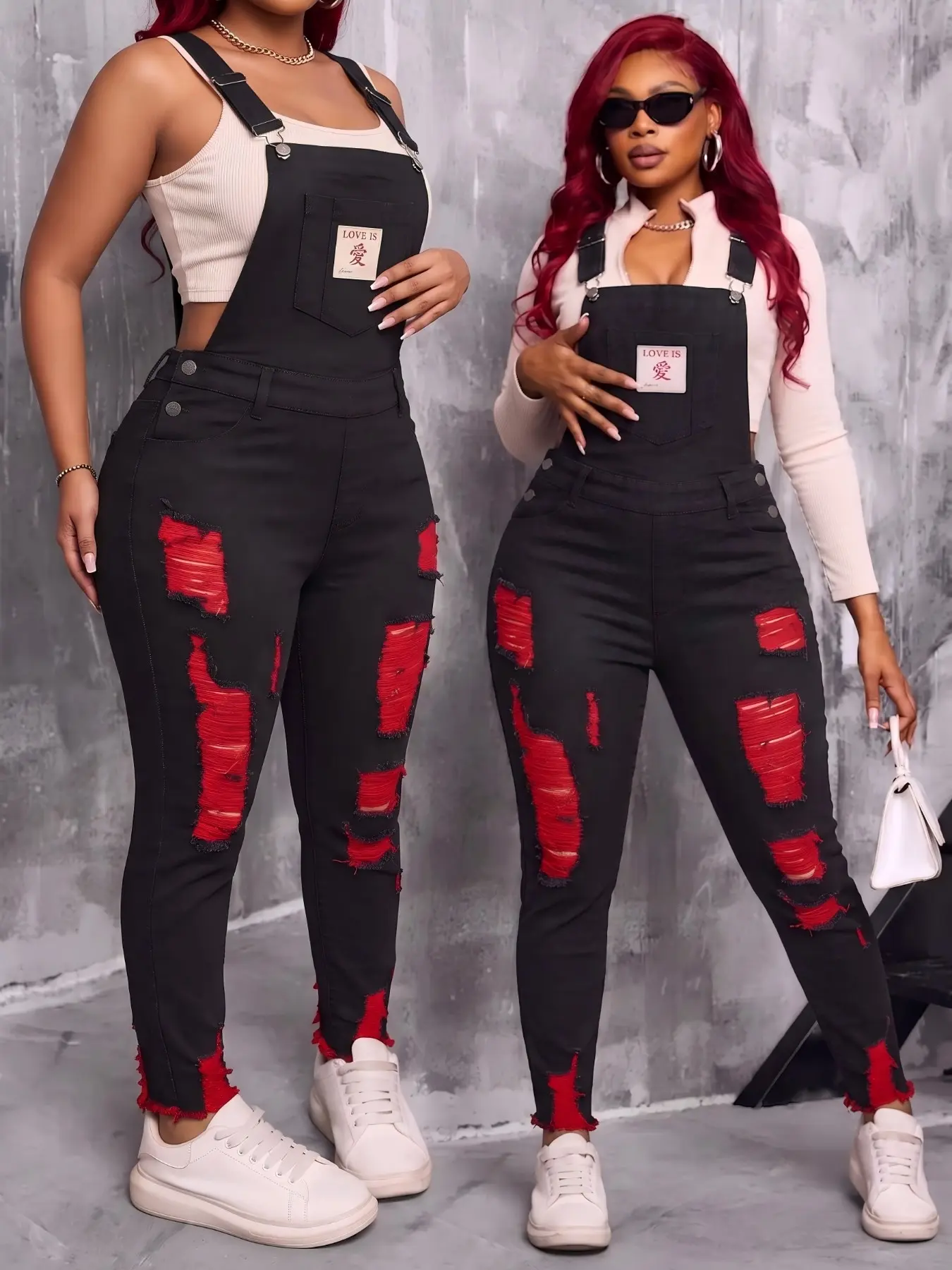New Arrival Fashionable Women's Casual Distressed Adjustable Denim Bib Pants, Slim-Fit Comfort Design, Perfect for Daily Wear