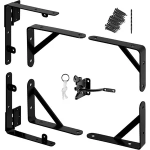 Heavy Duty Anti Sag Gate Kit with Gate Latch, Steel Gate Corner Bracket & Hinges for Wooden Fences, Doors, Driveway, Corral Gates, Wood Windows