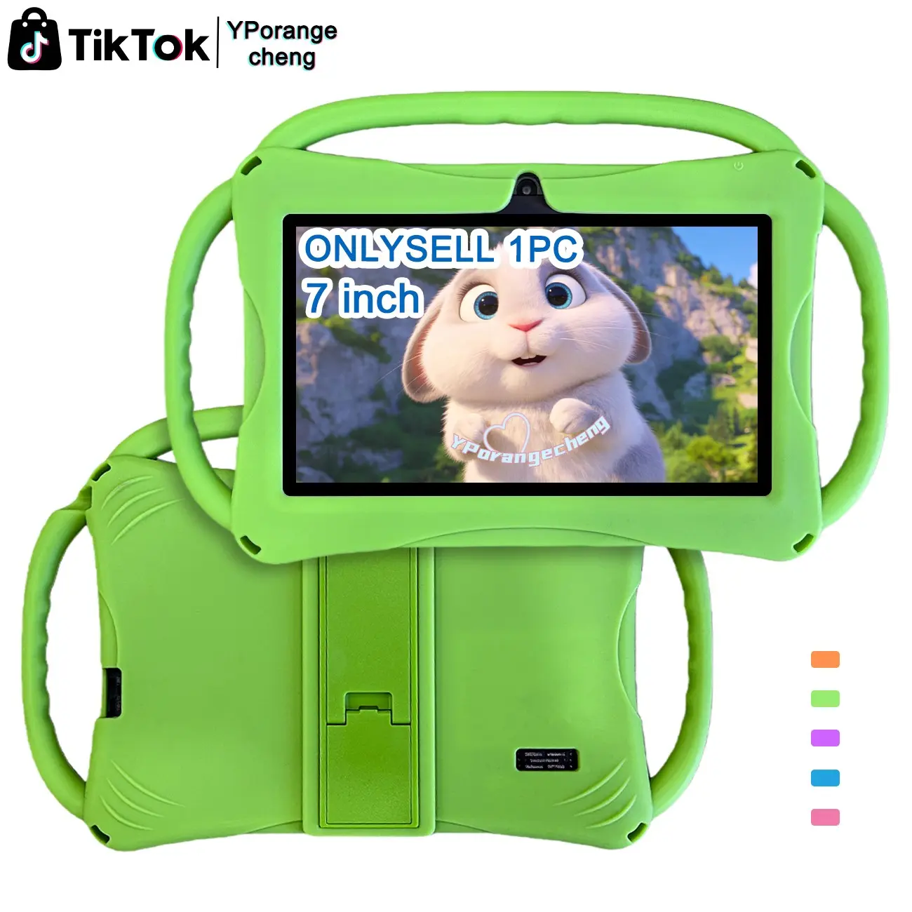 #SummerFind 7 Inch Android Kids Tablet for online study, 5G WiFi, Bluetooth, HD IPS screen, shockproof case, dual cameras & parental control, pink blue orange green purple, ideal Easter Christmas birthday gift, USB cable included, no power adapter
