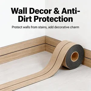 Self-Adhesive PVC Baseboard and Corner Molding, Waterproof Plastic, DIY Ceiling Edge Protection, Modern Striped Panel for Office and Bathroom