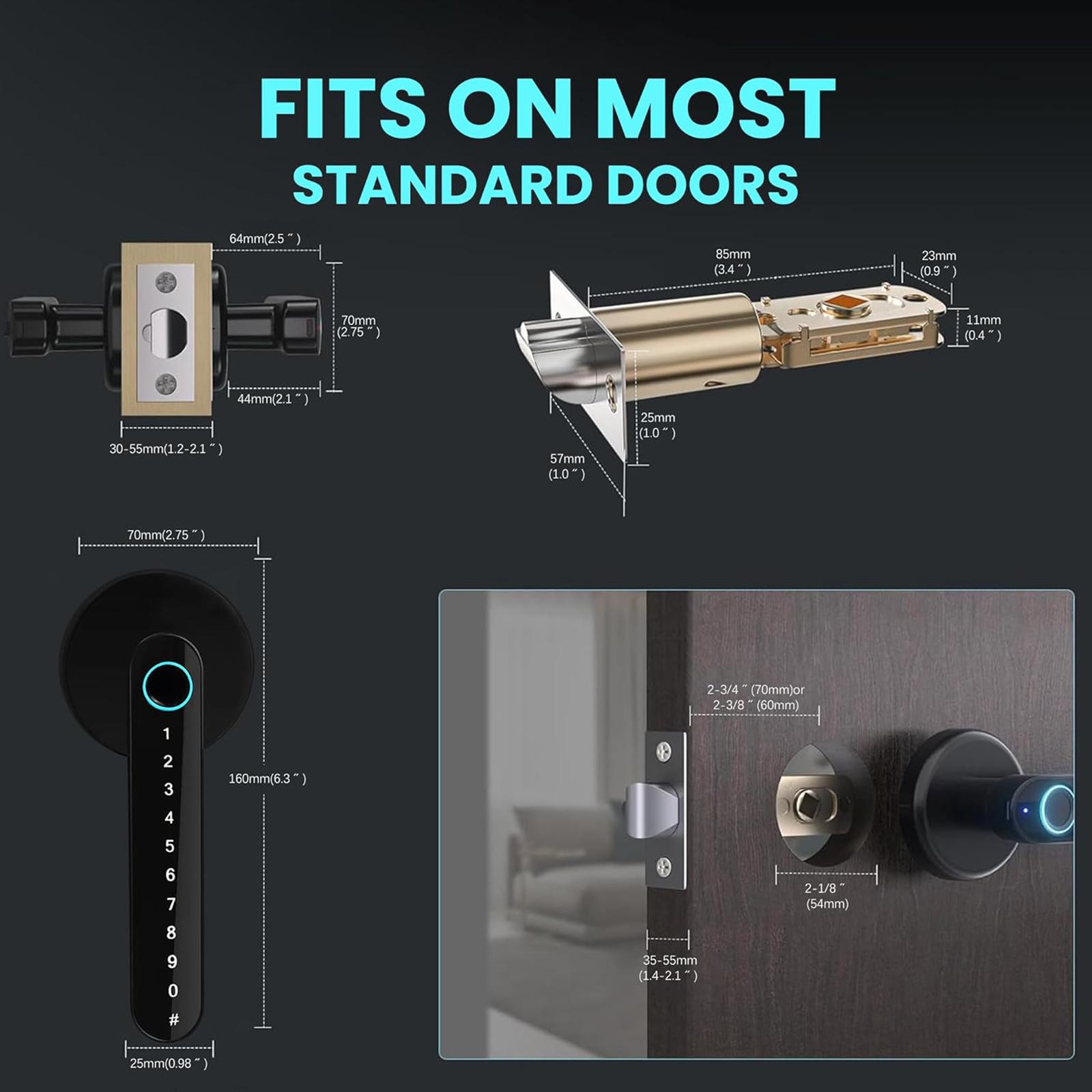 Fingerprint Door Lock with Handle Keyless Entry Door Lock with App Control/Key/IC Card for Bedroom Home Hotel Office Apartment NEW Fingerprint Door Lock with Handle Keyless Entry Door Lock with App Control/Key/IC Card for Bedroom Home Hotel Office Apartment NEW