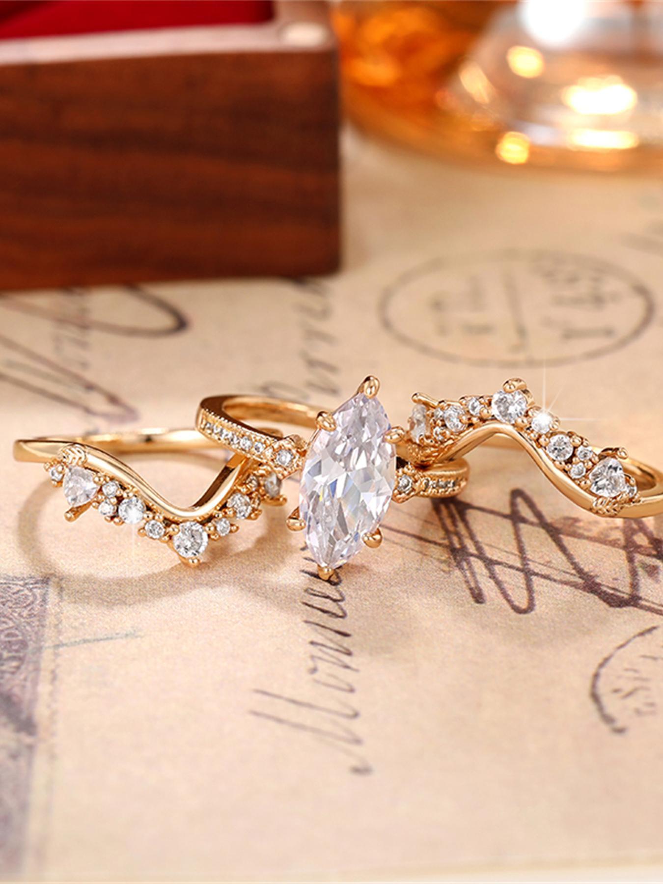 Women's Elegant Rhinestone Decorated Ring, Exquisite Trendy Ring, Engagement Rings, Bridal Rings, Fashionable Jewelry for Women As Engagement Anniversary Wedding Party Jewelry, Valentine's Day, Gift