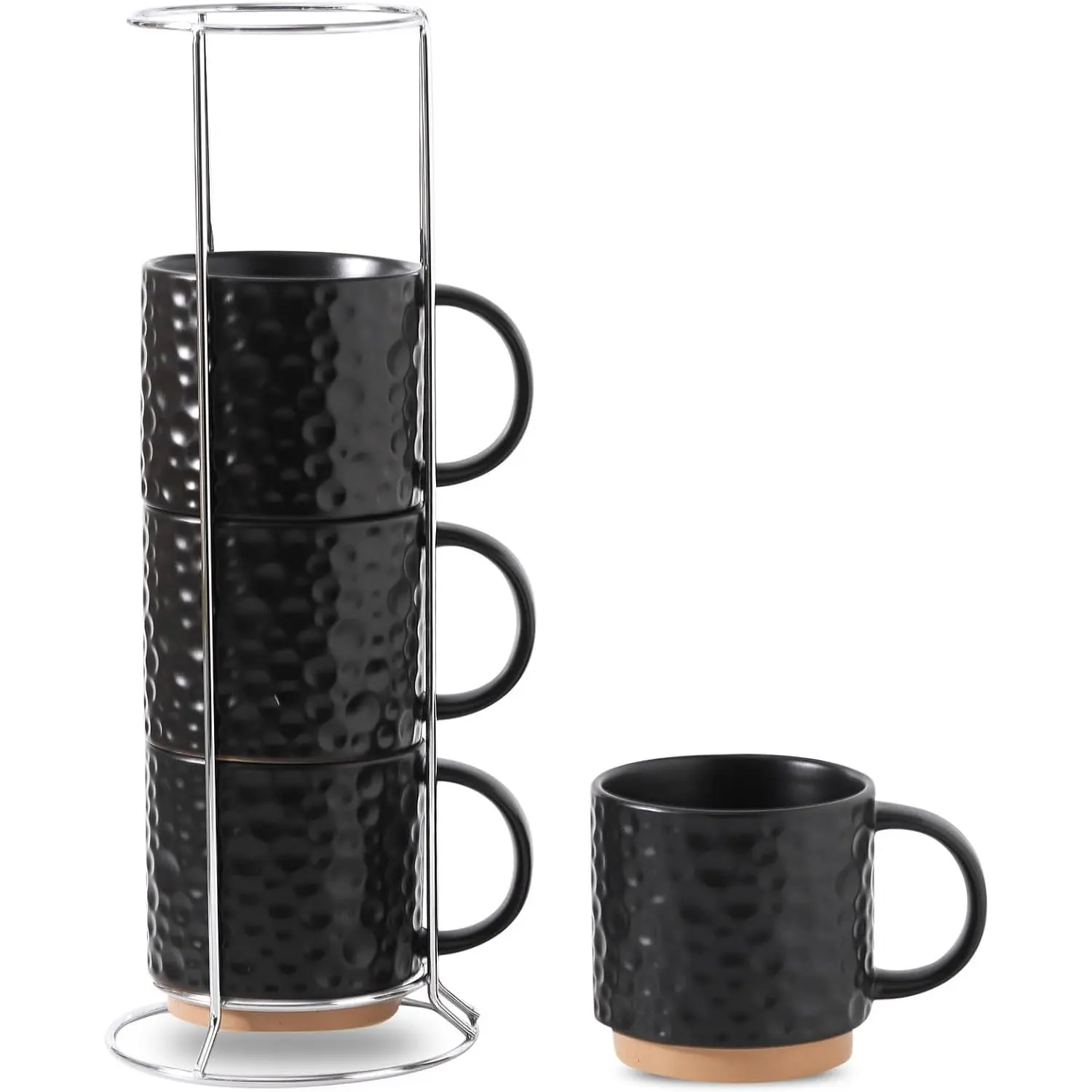 16OZ Stackable Coffee Mug Set, Large Ceramic Coffee Mug Set of 4,Coffee Cup Set for Cappuccino/Latte/Cocoa,Dishwasher & Microwave Safe, Matte White