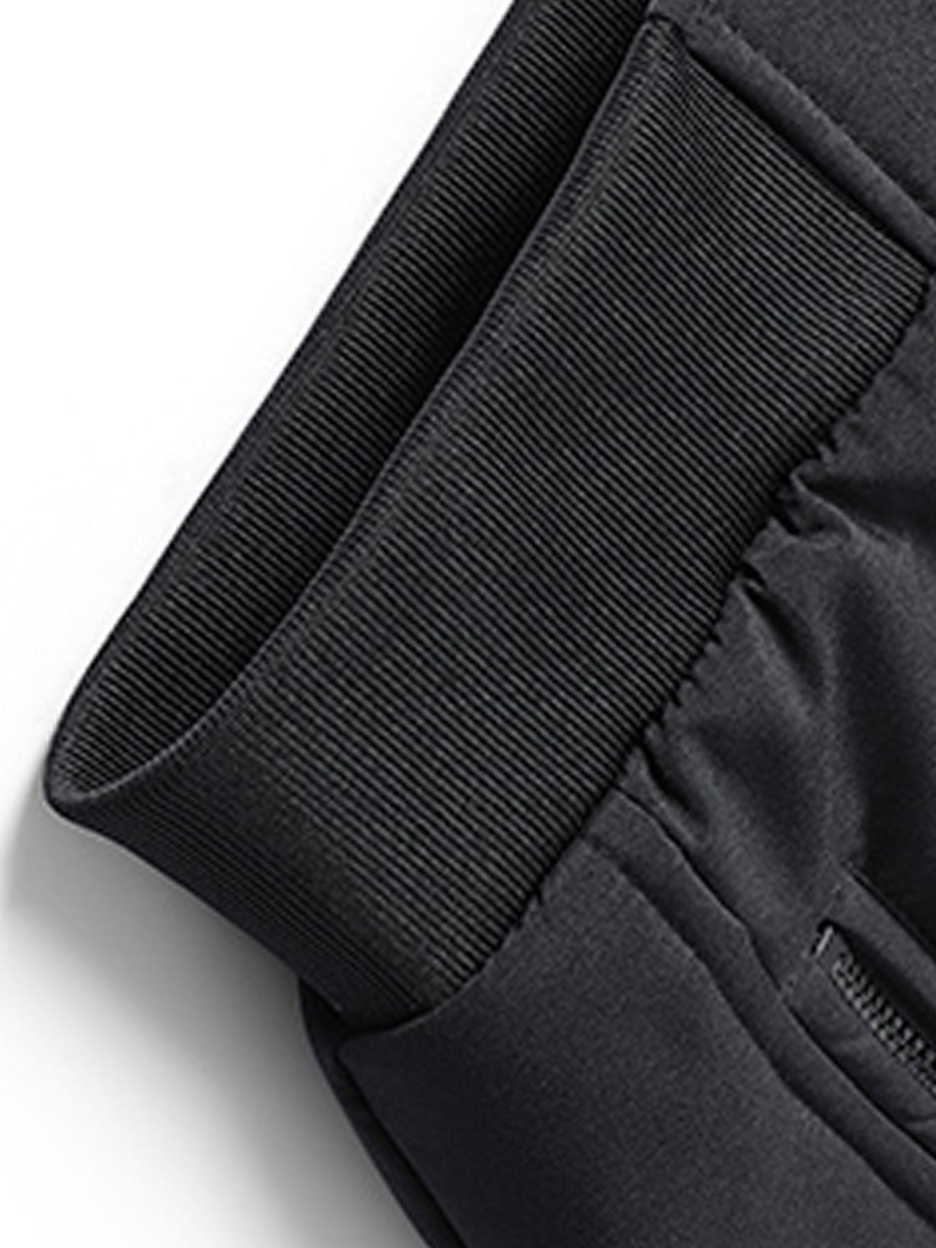 Men's Solid Color Plain Zip Up Thermal Lined Jacket Coats, Regular Fit Fitted Casual Long Sleeve Short Outerwear for Fall & Winter, Men's Clothes for Daily Wear