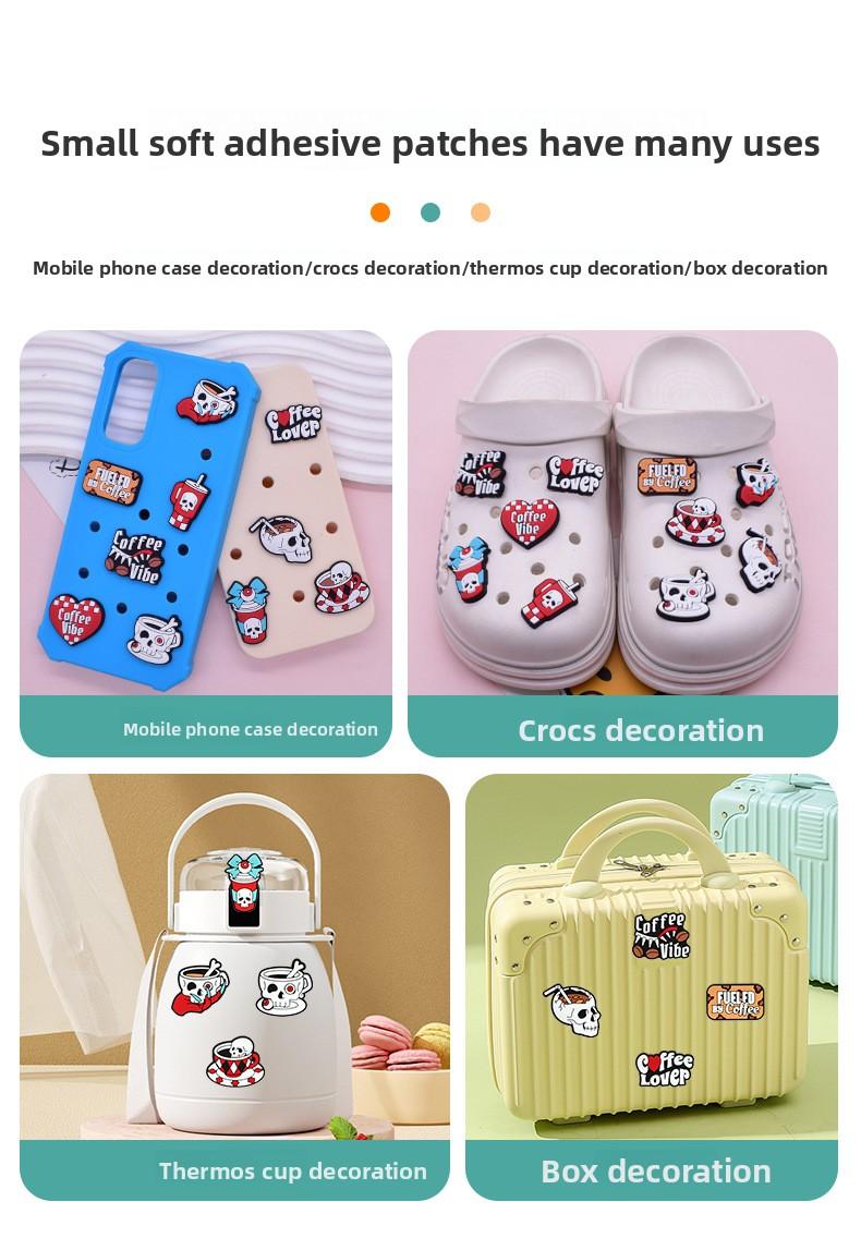 New Halloween cartoon skull PVC soft adhesive patches for decorating clothing, bags, hair accessories, DIY decorative accessories