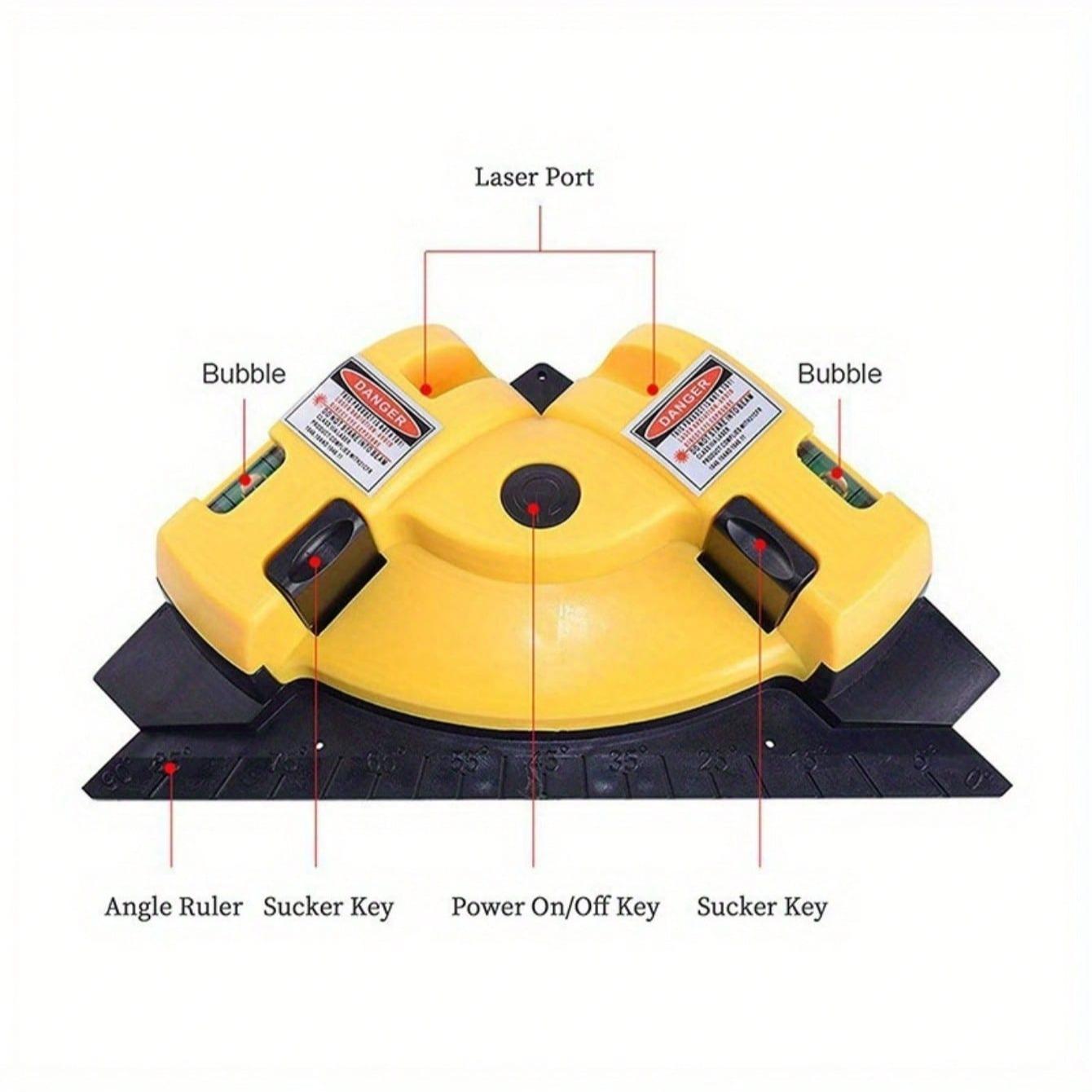 90° Projection Laser Level, High Precision 90° Projection Laser Level, Self-leveling, Precise Right Angle Measurement, Laser Level Tool, Yellow