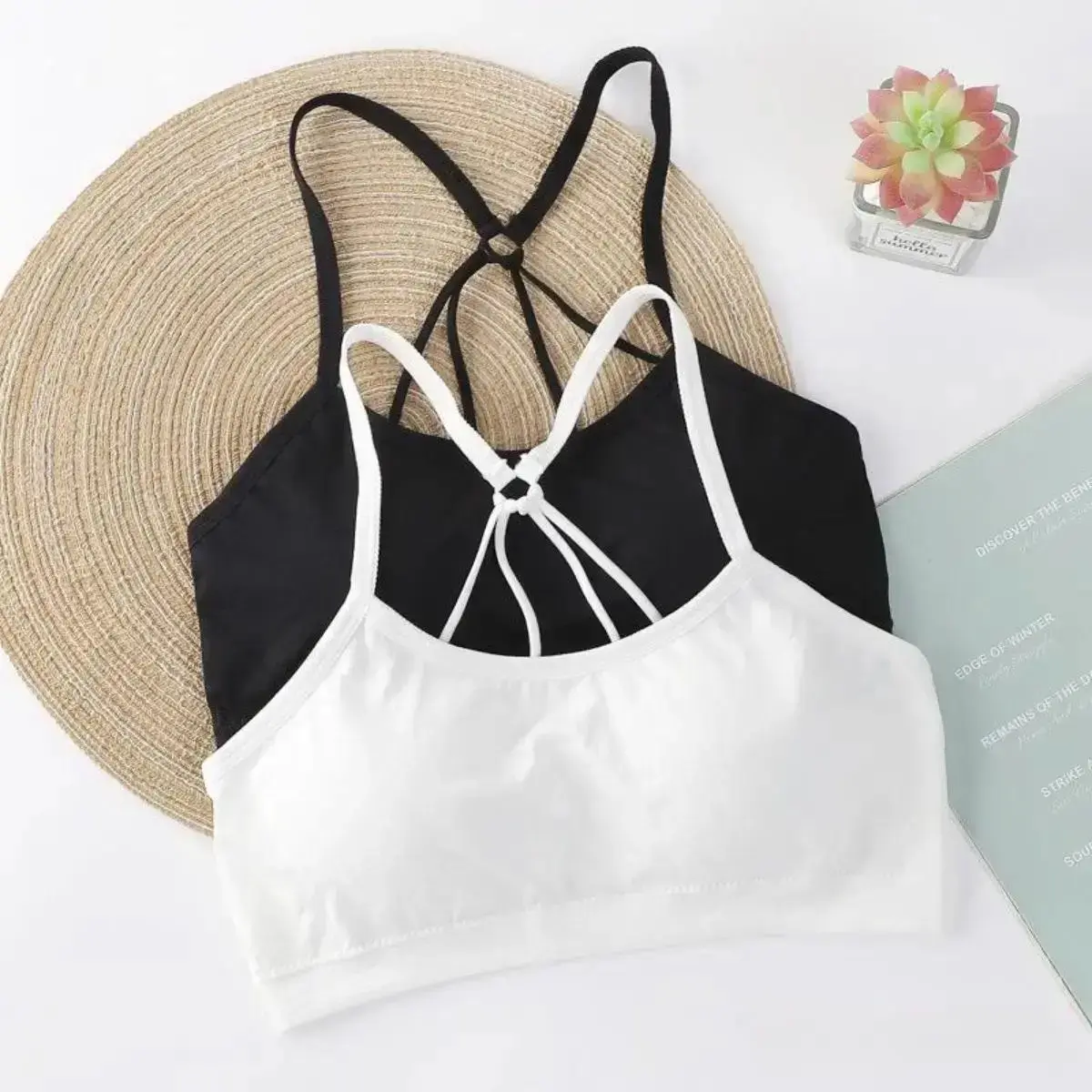 Women's Seamless Wireless Sports Bra, Lightweight Low Impact Yoga Bra with Wide Straps and Hollow Back Design, Comfortable Supportive Workout Bra for Gym, Fitness, Running and Daily Wear summerwins