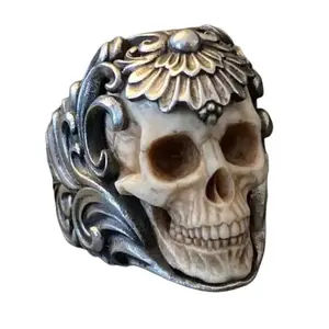 Bold Skull Ring, Chunky Grunge Graphic Statement Jewelry for Men Women, Adjustable Hip-Hop Open Band for Streetwear, Chunky Ring Rings, Bold Rings