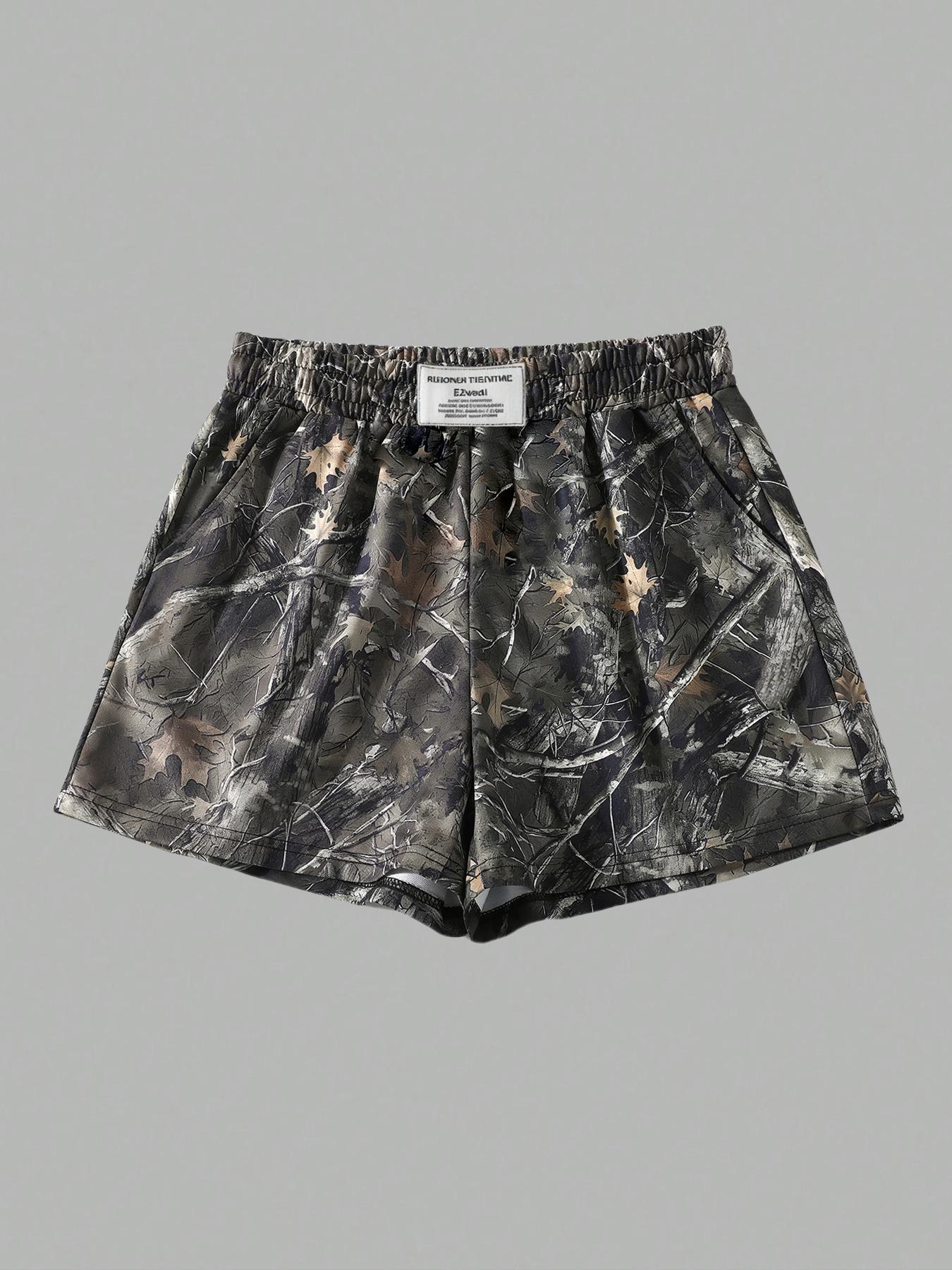 Women's Plain & Camo Print Shorts, Casual Comfy Breathable Elastic Shorts for Summer, Ladies Bottoms for Daily Wear