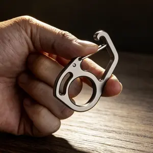Multifunctional D-Shaped Keychain, Titanium Alloy Material, Durable Design, Ideal for Everyday Use, Stylish and Practical Accessory