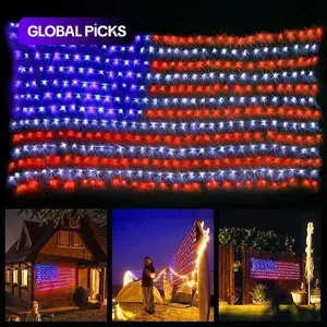 America 250th Anniversary Flag Lights, 420 LED Waterproof Net Light, Perfect for Celebrations, Party Lights, Durable & Bright Illumination #GLOBAL PICKS