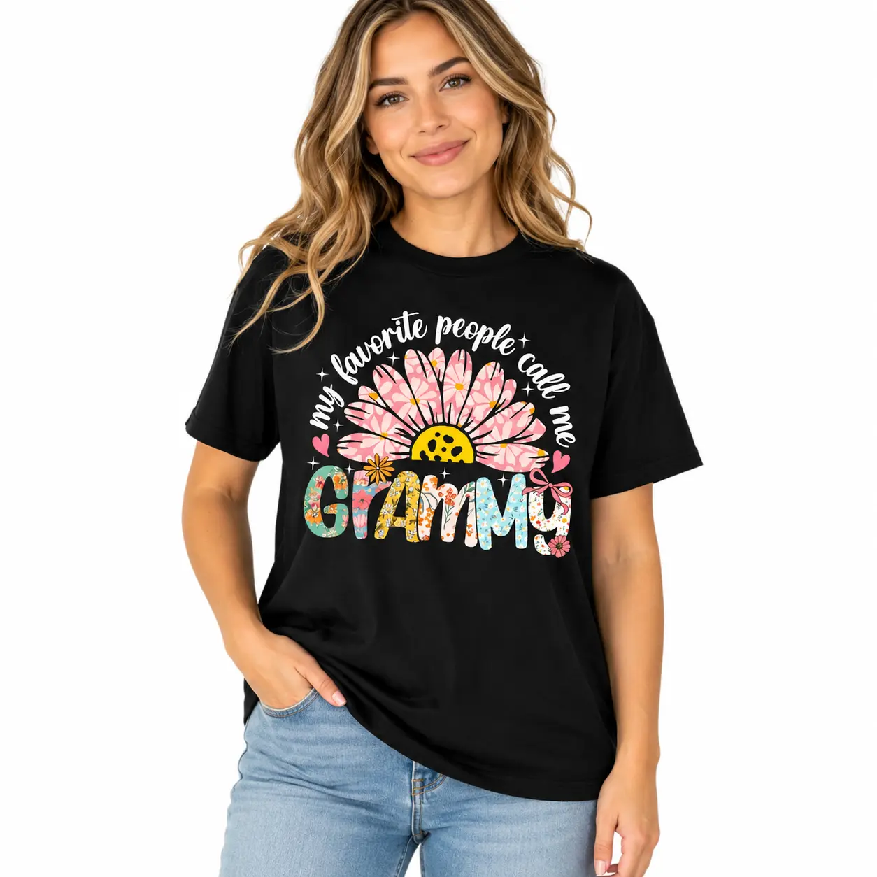 Cotton Unisex My Favorite People Call Me Grammy Mothers Day Girly Women T-Shirt