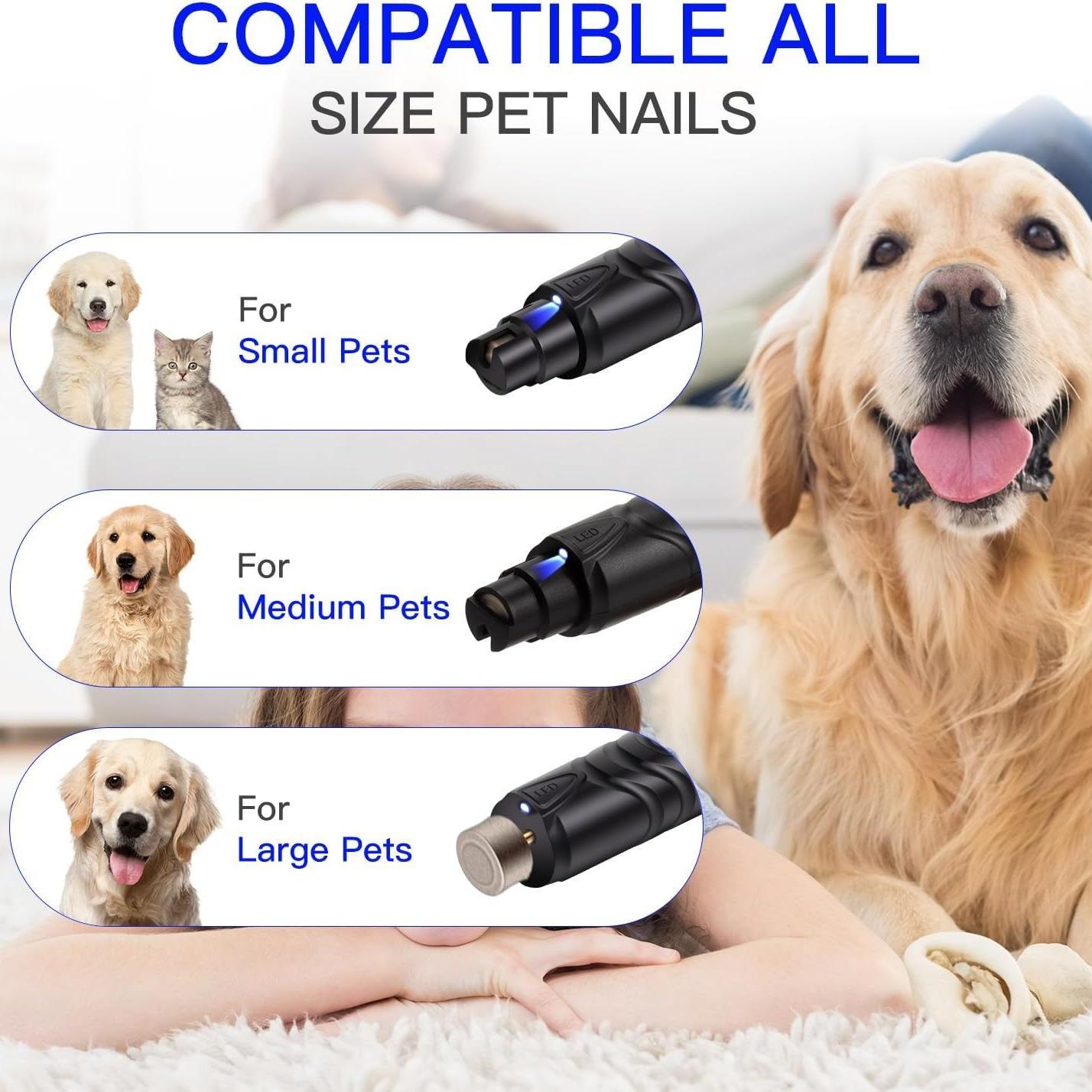 Pet Electric Nail Grinder, 1 Box Pet Nail Trimmer with LED Light, 2-Speed Ultra-silent Pet Nail Clipper Set, Professional Pet Grooming Tool, Christmas Gift