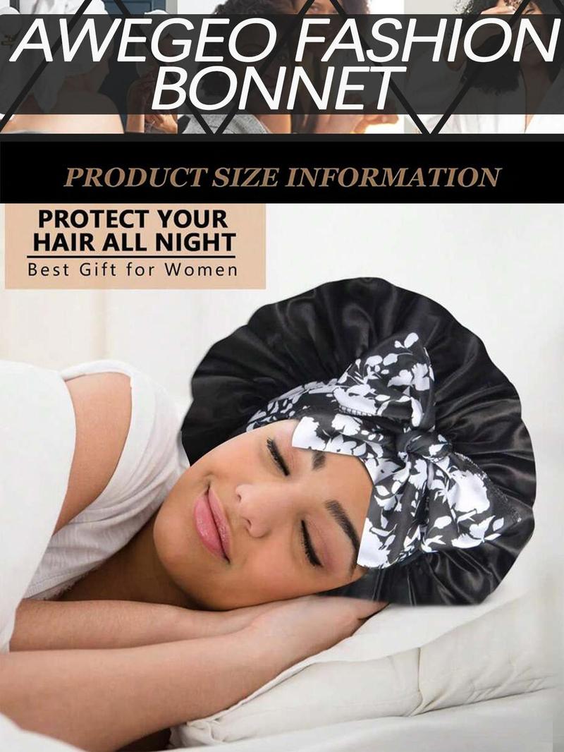 Women's Bow Decor Satin Sleeping Bonnet, Casual Comfortable Hair Care Bonnet, Soft Sleeping Bonnet for Women & Girls, Bonnets for Sleeping