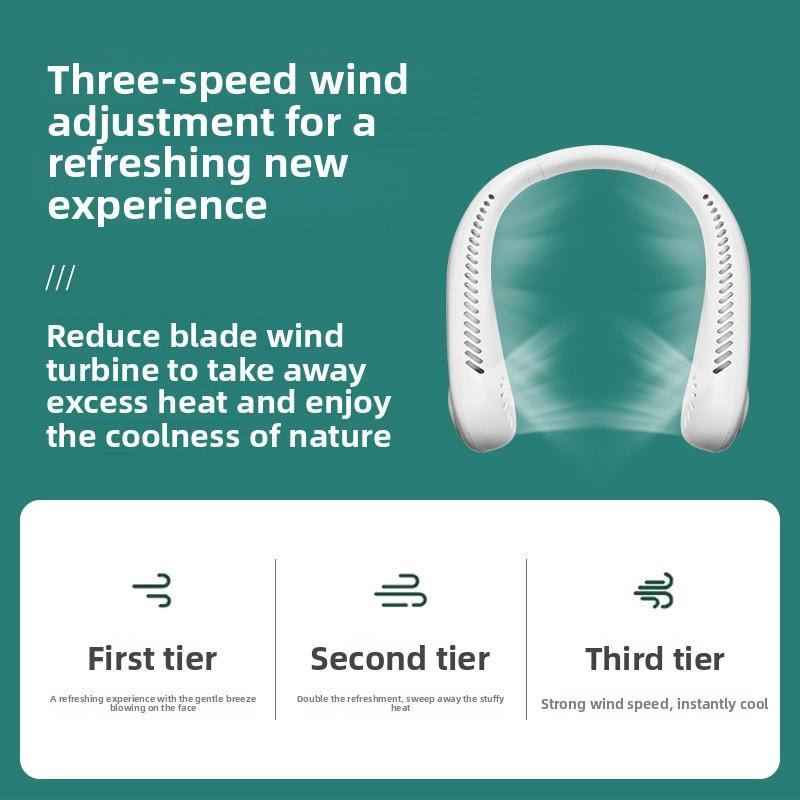 In-stock gift wholesale neck-mounted fan USB rechargeable outdoor high-power cooling small neck fan