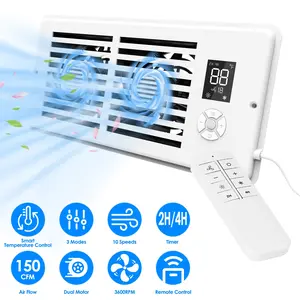 Smart AC Vent Booster Fan for 4" x 10" Registers, Dual Motor Register Booster Fan with Remote Control, 10 Speeds, 3 Modes, 2H/4H Timer, LCD Display, Dual Scent Diffuser Slots for Wall, Floor & Ceiling Vents,Sports & Outdoors