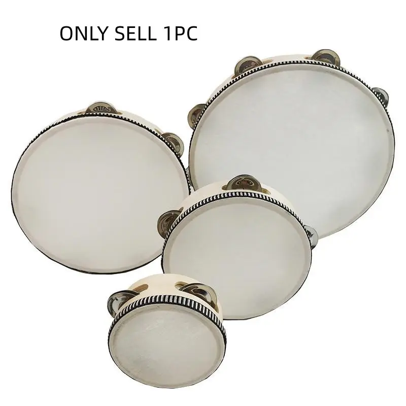 Hand Held Tambourine Drum 6 inch Bell Birch Metal Jingles Percussion Gift Musical Educational Drum Instrument for KTV Party