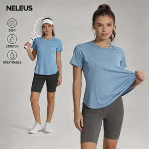 NELEUS Women's High-Stretch Slim Fit Yoga Short Sleeve T-Shirt